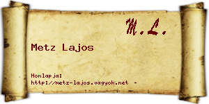 Metz Lajos névjegykártya
